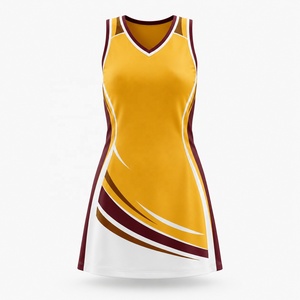 Robe de netball sans manches pour femmes adultes, col en V, séchage rapide, uniforme d'équipe, logo personnalisé, tenue de cheerleading, kit de jeu - Product Image 2