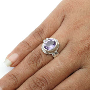 Wholesale Price Oval Shaped Classic Amethyst Gemstone <b>Ring</b> <b>Crafted</b> From 925 Sterling Silver Perfect Bohemian <b>Ring</b> For Women - Product Image 4