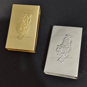 Premium Custom Brass <b>Matchbox</b> Sleeve Cover Embossed Logo Personalized Metal Holder Luxury Design Custom Size Shape Wholesale - Product Image 2
