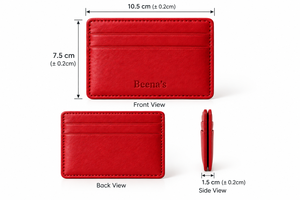 ที่ใส่บัตรหนังแท้ของบีน่า รุ่นมินิมอลสีแดง พร้อมสลักเลเซอร์ - Product Image 3