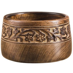 Bol décoratif artisanal en bois de manguier 6 x 2 pouces pour servir des fruits secs, des chips, ou comme bol à clés sur table basse ou comptoir - Product Image 6