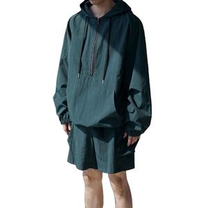 Veste coupe-vent légère imperméable en polyester avec capuche, survêtement en nylon surdimensionné, short taille plus, ensemble d'automne - Product Image 2