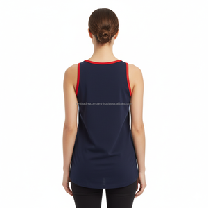 Private Label 100% Cotton Tank <b>Top</b> Women Custom Logo Contrast Binding Ringer Sleeveless Vest <b>Top</b> Female Manufacturer Wholesale - Product Image 5