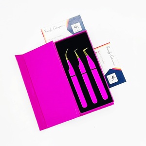 Somofy Enterprises Eyelash Tweezers Set Stainless Steel Precision Durable Anti-Static 10mm Length <b>Tools</b> <b>Pink</b> <b>Box</b> Packaging - Product Image 3