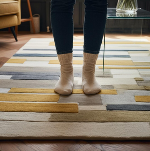 Tapis moderne personnalisable en laine/soie, noué à la main, antidérapant, adapté aux animaux domestiques, abstrait, pour exercices, prière, salon, bar, différentes tailles - Product Image 3