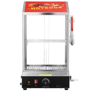 Cuiseur vapeur pour hot-dogs 39QT, chauffe-pains électrique à 2 niveaux avec contrôle de température 86-185F, portes coulissantes en verre trempé - Product Image 1