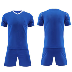 Maillot de football unisexe respirant bleu, ensembles d'uniformes de football 100 % polyester, antibactérien, anti-UV, séchage rapide, personnalisable pour équipe - Product Image 2