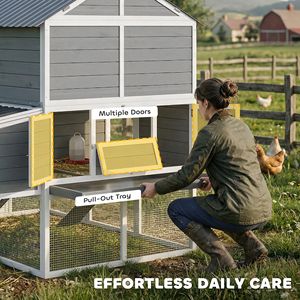 77\" Large Outdoor Wooden Chicken Coop with Nesting Boxes and Waterproof Roof New Condition Layer <b>Cage</b> for 6-8 Chickens <b>Rabbits</b> - Product Image 5