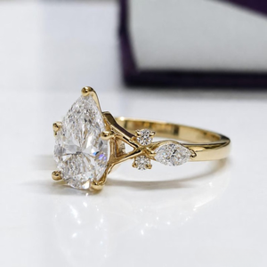 Bague de mariage en or blanc massif 18 carats avec diamant de laboratoire taille poire 2 carats, clarté VS1, couleur F, certifiée GIA, bague solitaire d'appoint - Product Image 3