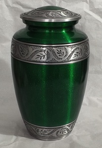 Urna moderna para cremación, para guardar cenizas humanas, con superficie lisa y un atractivo trabajo artesanal decorativo. - Product Image 1