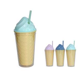 Vaso para Helado de 450 ml con Pajita, 3 Colores Surtidos, para Decoración y Vajilla de Fiesta - Product Image 1