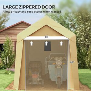 Tenda da Esterno Resistente 7x12 per Stoccaggio, Zincata Beige Impermeabile Portatile per Attrezzi e Biciclette - Product Image 6