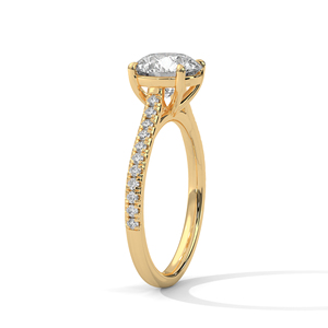 Anillo de Compromiso con Diamante de Diseño Estético, Oro Amarillo Sólido de 14K, Diamante Cultivado en Laboratorio, Hermosa Joyería de Anillo de Boda - Product Image 2