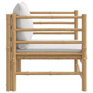 โซฟาสวนสีเทาอ่อน โพลีเอสเตอร์ 100% พร้อมเก้าอี้สวนไม้ไผ่ธรรมชาติ นั่งสบายและมีสไตล์ - Product Image 4