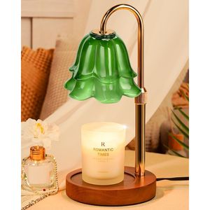 Lámpara Calentadora de Velas Verde con Altura Ajustable, Temporizador y Regulador de Intensidad, Regalo de Cumpleaños o San Valentín para Mamá o Mujeres, Diseño Floral - Product Image 1