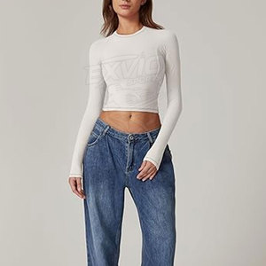 เสื้อครอปออกกำลังกายสำหรับผู้หญิงไซส์ใหญ่ ดีไซน์โดดเด่น ระบายอากาศได้ดี ขายส่ง - Product Image 4