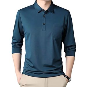 Polo à manches longues en tissu doux pour hommes, vêtements de marque personnalisés, usine OEM - Product Image 4