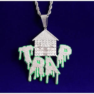 Collier pendentif Hip Hop Fashion Trap House avec diamants Moissanite VVS et argent sterling 925 - Product Image 1