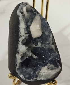 Chelcidony Apophylite natural con Steelbite Geode Cluster Minerals Pcs de India Standing Piece - Product Image 4