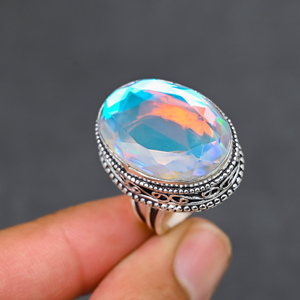 Magnifique Bague Tendance et Moderne en Topaze Mystique, en Argent Sterling 925 Massif, Bijoux Faits Main, Vente en Gros Direct Usine - Product Image 1