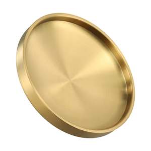 Bandeja Redonda Dorada de Acero Inoxidable, Plato de Metal Pulido, Plato Decorativo para Servir Bebidas, para la Mesa del Comedor del Hogar - Product Image 4