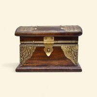 Boîte à bijoux royale antique en bois de 6 pouces, décorative, pour rangement de souvenirs, avec travail floral en laiton Jali, vintage, pour trésors