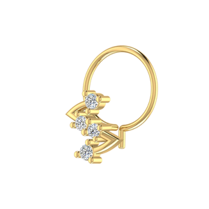 เครื่องประดับเจาะสีทอง14K 0.07ct หมุดจมูกเพชรธรรมชาติแวววาวดีไซน์ประกายน้ำตก - Product Image 4