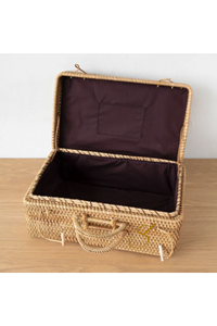 Portable woven bamboo and rattan <b>camping</b> travel <b>storage</b> <b>box</b> - Product Image 3
