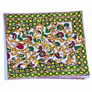 Wholesale Custom Block Printing Fabric <b>Table</b> Placemats & Napkins Set Wedding Party Dinning <b>Table</b> Linen Mats Handkerchief Set - Product Image 1