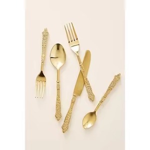 Decorative <b>Gold</b> Brass Cutlery Set Stylish Dining Flatware Utensil Collection Premium <b>Table</b> Decor For Wedding Dining - Product Image 3