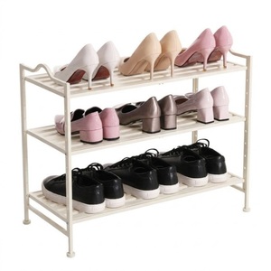 Vintage Style White Metal Freestanding <b>Shoe</b> Rack Decorative Iron Entryway <b>Shoe</b> <b>Storage</b> Organizer Shabby Chic Home Furniture - Product Image 2