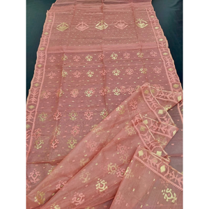 Sari Tradicional de Algodón Jamdani de Bangladesh de FestDeals, con Estampado Digital Moderno de Motivos Florales, Protección Solar, Secado Rápido, para Mujeres, para Fiestas - Product Image 4