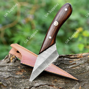 Cuchillo EDC de Hoja Fija de Acero de Damasco, Diseño Nuevo 2026, Mango de Madera, Mini Cuchillo para Caja, Cuchillo de Camping con Funda, OEM/ODM/OBM - Product Image 5