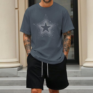 Camiseta de hombre con estrellas de diamantes de imitación, estilo Y2K, oversize, gráfico, streetwear, estética grunge, camiseta casual de manga corta - Product Image 3