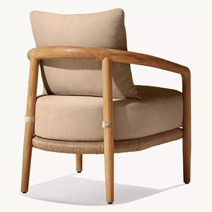 Wooden SofaLounge Chair Minimalist Wood Two Seat Garden <b>Sofa</b> With White Cushions <b>Outdoor</b> Furniture Durable Design - Valeo - Product Image 4