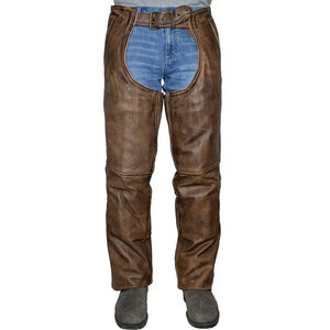 Cuissardes d'équitation western pour homme en cuir de vache véritable, construction robuste en cuir, style ranch classique, équipement d'équitation professionnel, sur mesure - Product Image 1