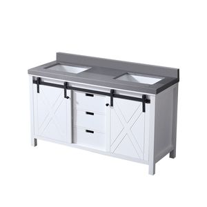 Mueble de Baño Doble Blanco con Encimera de Cuarzo Gris de 60 Pulgadas Ancho x 22 pulgadas Muebles de Baño D - Product Image 4
