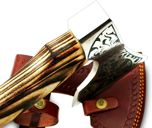 Hacha Tomahawk Industrial Hecha a Mano con Mango de Madera, Hoja de Acero de Alto Carbono, Estilo Vikingo, Cabeza Tallada, Herramienta de Supervivencia para Exteriores, 3 Años de Garantía - Product Image 4