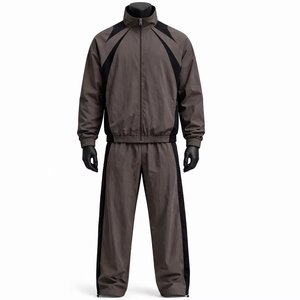 Windbreaker Tracksuit Set Lightweight Woven Reversible Color Blocking Sporty Full Zip <b>Jacket</b> <b>Straight</b> Leg Pants Custom Logo OEM - Product Image 1