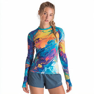 Camiseta Deportiva de Compresión para Mujer, 100% Poliéster, para Natación y Playa, Estampada, Ajustada, Manga Larga - Product Image 4