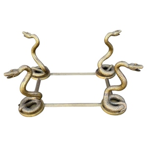 2025 Best Seller brass snake <b>table</b> luxury cobra base cocktail <b>table</b> Decor Regency glass top <b>table</b> high end - Product Image 1
