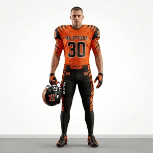 Custom Orange Black American Football Jersey <b>Padded</b> <b>Pants</b> Team Uniform Number 30 OEM ODM Wholesale Sportswear - Product Image 4