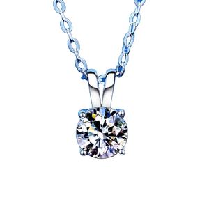 Collar con Colgante de Plata de Ley 925 con Zirconia Cúbica de Corte Brillante de 2 Quilates, Cadena de Eslabones, Regalo de Boda, Compromiso, Fiesta, Moderno - Product Image 4