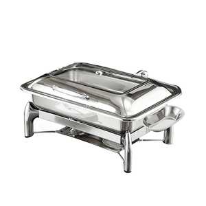 Premium Round Gold Chafing Dish with Glass Bowl and Stainless Steel Lid Luxury <b>Buffet</b> Food <b>Warmer</b> with Fuel Holder and Stand - Product Image 4