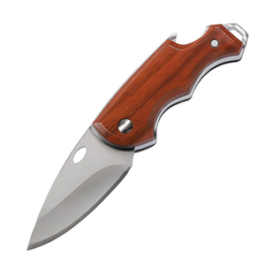 Couteau pliant EDC en acier carbone de qualité supérieure, manche en bois, lame tranchante comme un rasoir, couteau de poche pour l'extérieur, fournisseur OEM - Product Image 1