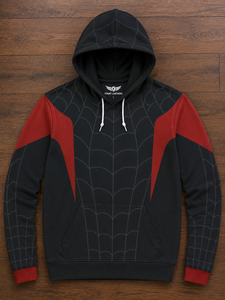 Purat Leathers Herren Gefütterter Fleece-Hoodie Schwarz Rot Pullover Gestrickt Polyester/Baumwolle Winter Streetwear - Product Image 1