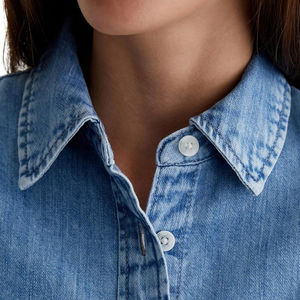 Camisa vaquera para mujer de alta calidad, camisas vaqueras estilo western de manga larga con botones, blusas azules para mujer, camisa vaquera de alta calidad. - Product Image 3