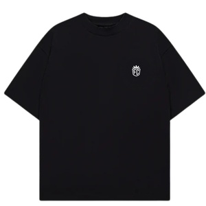 Camiseta de Manga Corta Oversize para Hombre, Negra, con Logotipo Minimalista en el Pecho, Cuello Redondo de Algodón, Estilo Urbano Casual, Venta al Por Mayor - Product Image 2