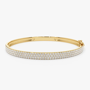 Yellow Gold Multi Row Pave Lab Grown Diamond <b>Bangle</b> <b>Bracelet</b> - Product Image 1