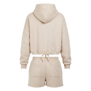 Sweat-shirt à capuche beige pour femme, coupe classique, manches longues, pour un usage décontracté en automne - Product Image 4